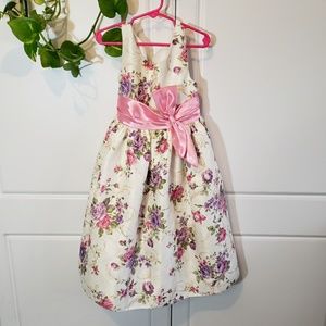 Girls Cream & Floral Formal Dress